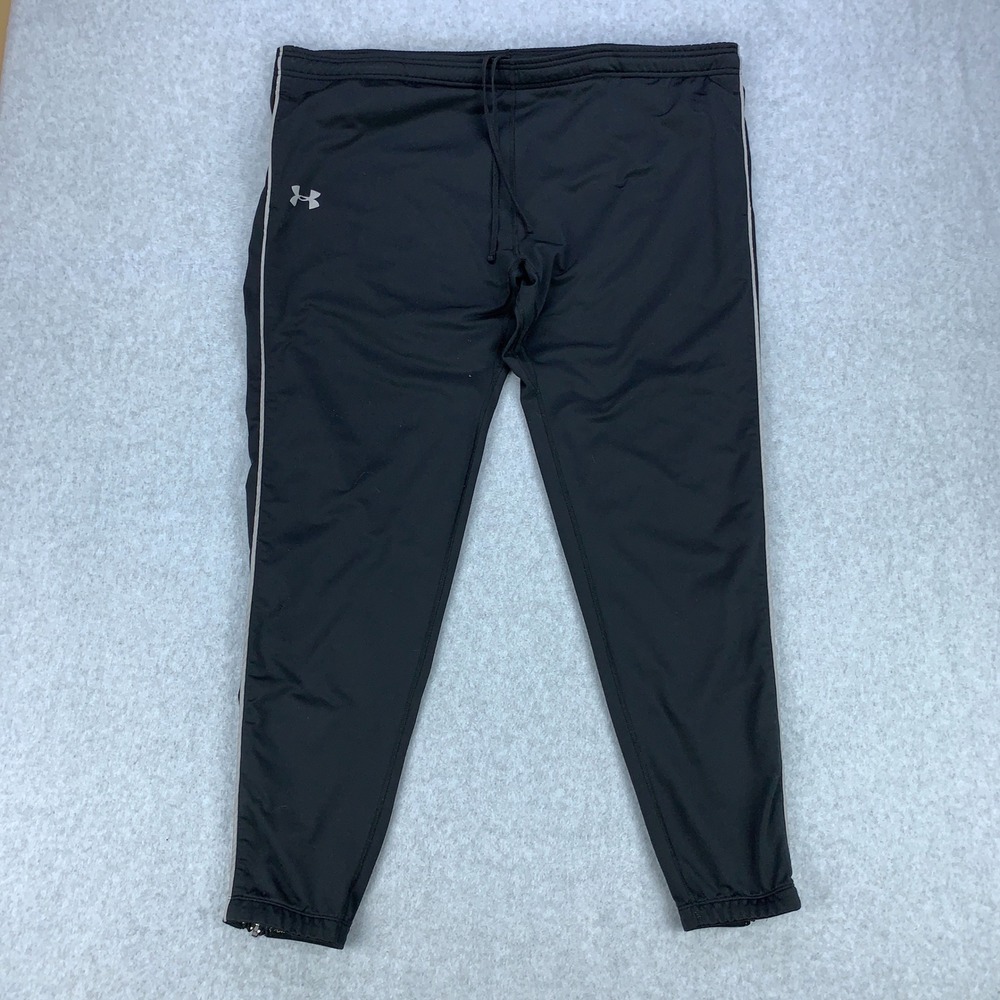 Under Armour Track Pants Mens XL Black Side Stripe Zipper Ankle FW071000547